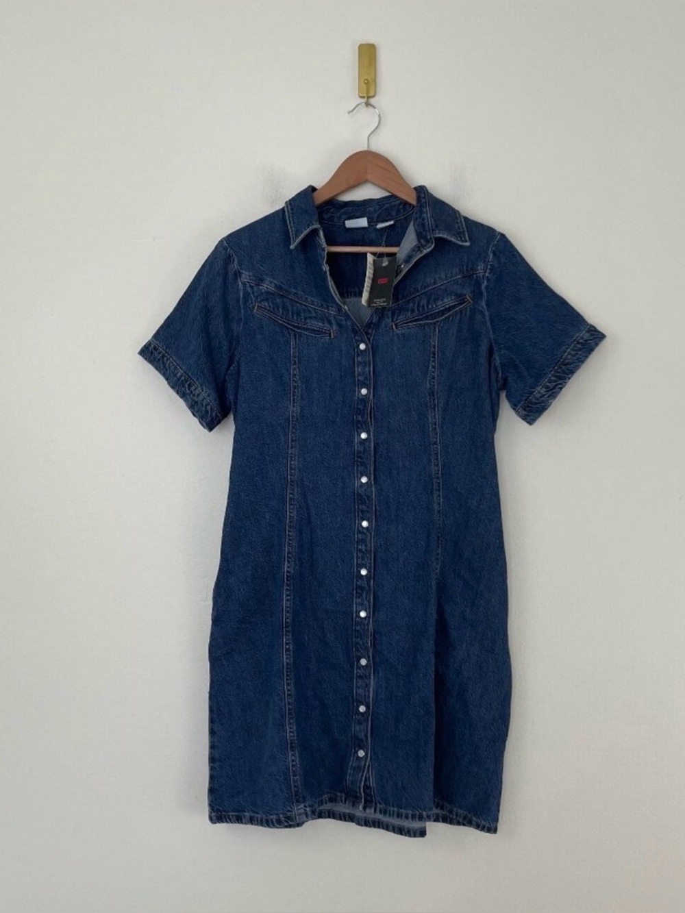 Levi's Rinoa Short Sleeve Cotton Denim Dress in Sledge Sister Size Large